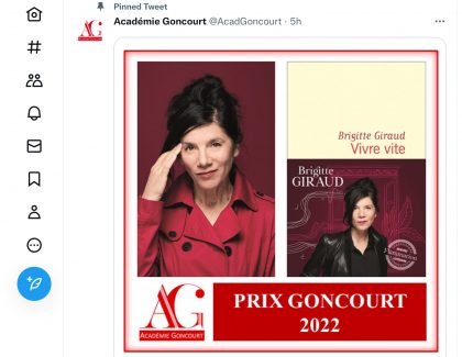 Prix Goncourt 2022 pour Brigitte Giraud